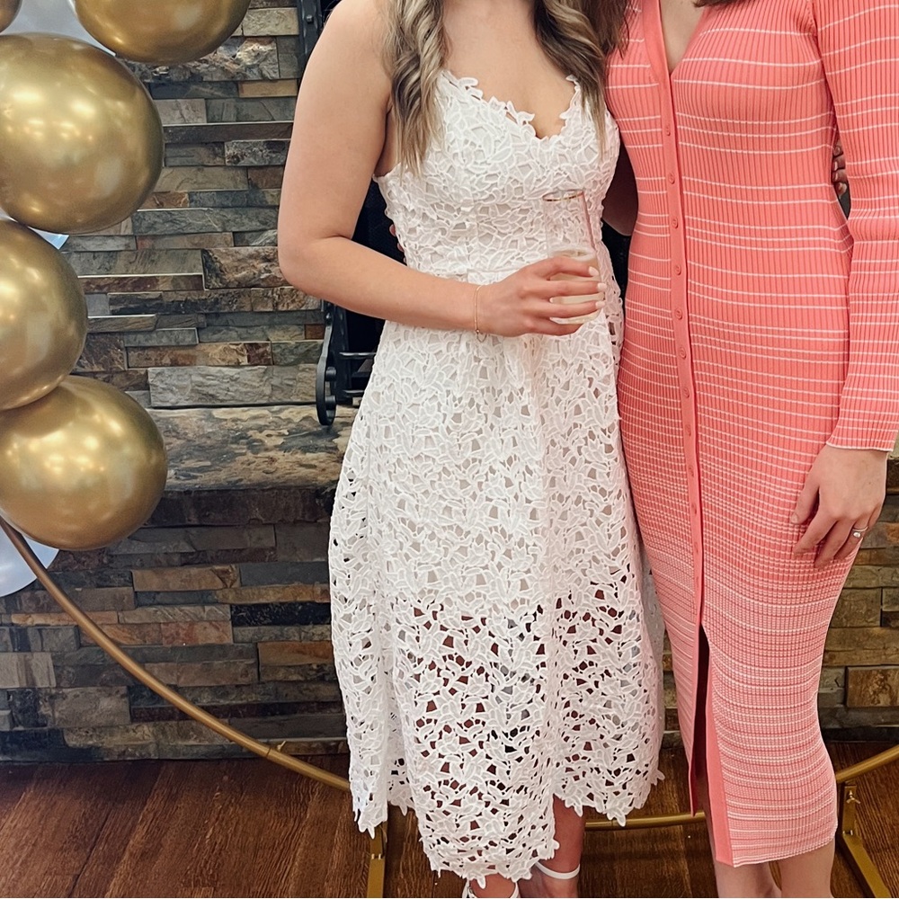 White lace midi dress